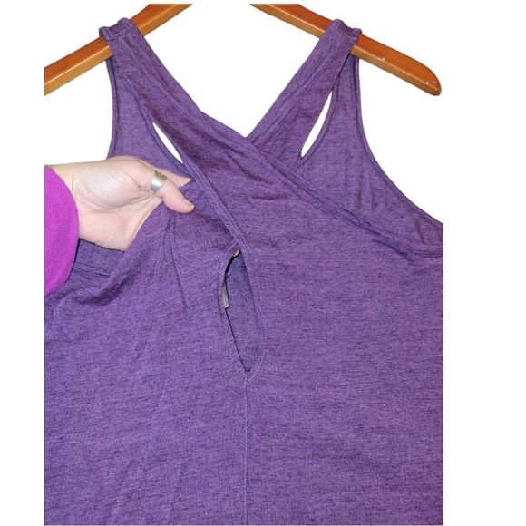 Calia Heathered Purple Key Hole Loose Fit CrissCross Cut Out Athletic tank top S - Picture 5 of 12